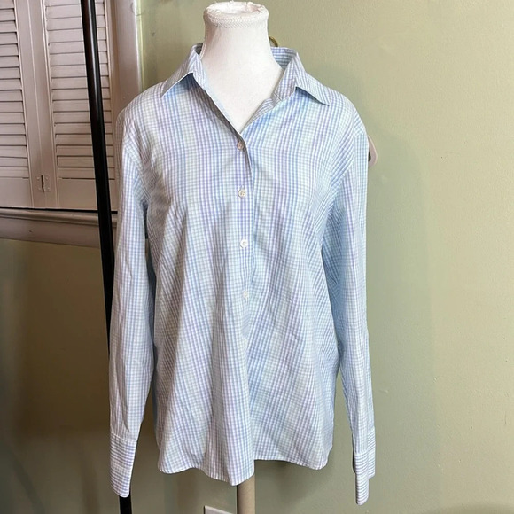 Talbots wrinkle resistant stretch plaid long sleeve button down shirt - Picture 1 of 10